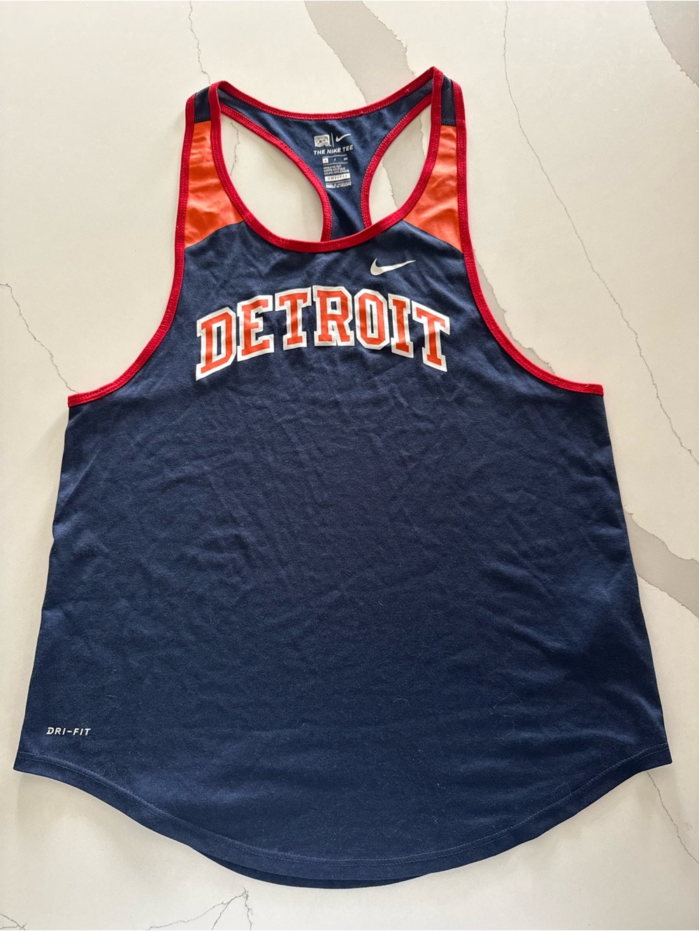 Nike Detroit Tigers Dri-FIT Women’s Woodmark Legend Tank Top Size Small Blue MLB